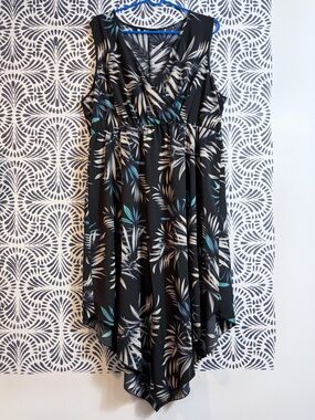 Shein Curve Tropical Jungle Print V Neck Summer Dress Cover Up